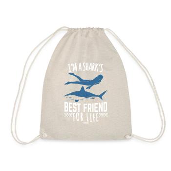 Frau Mädchen Hai Fisch Tier Freundschaft - Turnbeutel - Natur - Vorne