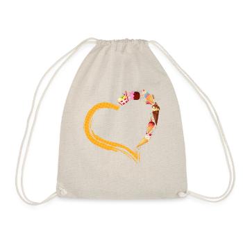 Ice Cream Heart Cone Popsicle - Drawstring Bag - nature - Front