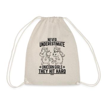 never underestimate unicorn girls - Drawstring Bag - nature - Front