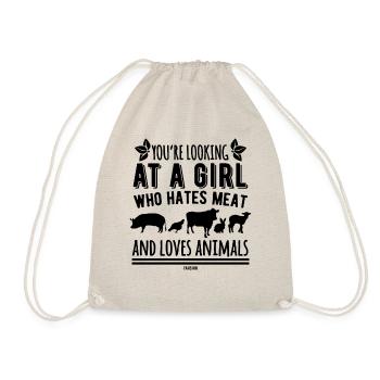 La fille aime les animaux cadeau végétalien - Sac de sport léger - nature - Devant