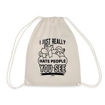 Unicorn hates people - Drawstring Bag - nature - Front