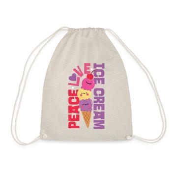 Cône de crème glacée Peace Love Ice - Sac de sport léger - nature - Devant