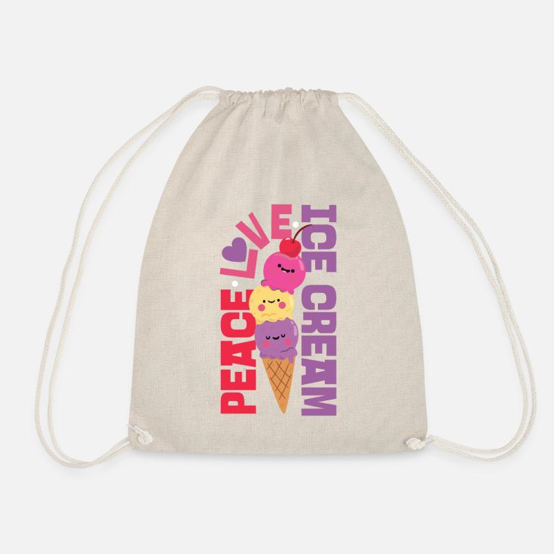 Ice Cream Cone Peace Love Ice - Turnbeutel - Natur
