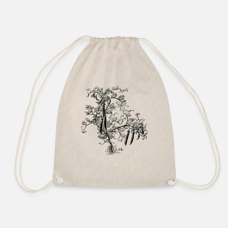 Bean plant with sugar snap peas - Drawstring Bag - nature