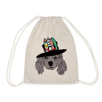 Tête de chien Chien Hippie Freak Chien Amoureux des chiens - Sac de sport léger - nature - Devant