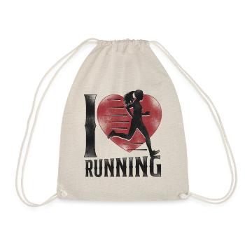 Running Runner Half Marathon Heart - Turnbeutel - Natur - Vorne