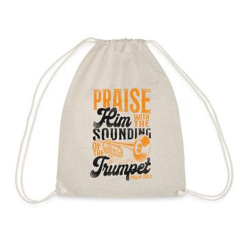Trumpet Player Vintage Praise Him - Drawstring Bag - nature - Front