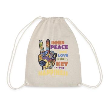 inner peace peace sign two fingers - Drawstring Bag - nature - Front