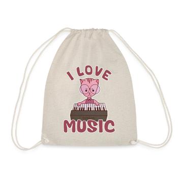 J’adore la musique - le chat joue du piano - Sac de sport léger - nature - Devant