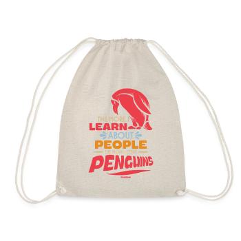 The More I Learn About People The More I Like Peng - Drawstring Bag - nature - Front
