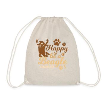 happy dog owner Beagle - Drawstring Bag - nature - Front