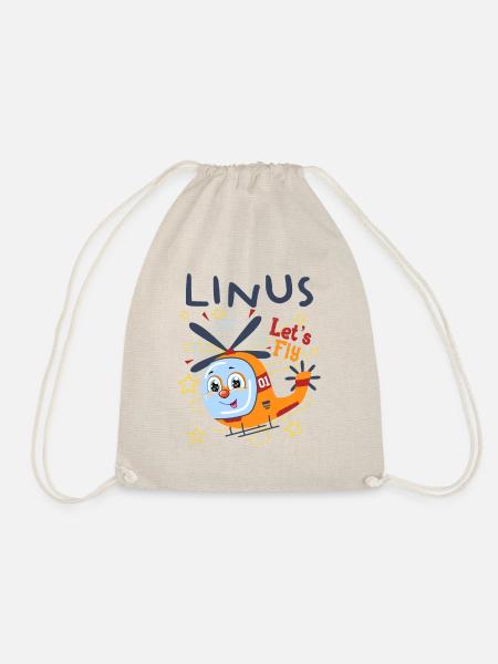 Linus Hubschrauber Kindermotiv Kinder Geburtstag - Turnbeutel - Natur