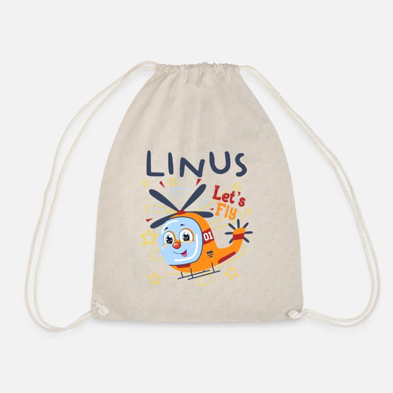Linus Hubschrauber Kindermotiv Kinder Geburtstag - Turnbeutel - Natur