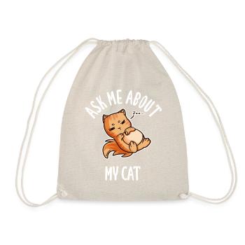 Ask Me About My Cat - Drawstring Bag - nature - Front