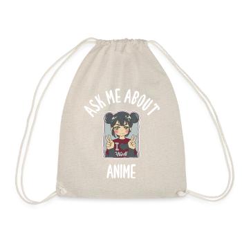 Ask Me About Anime - Drawstring Bag - nature - Front