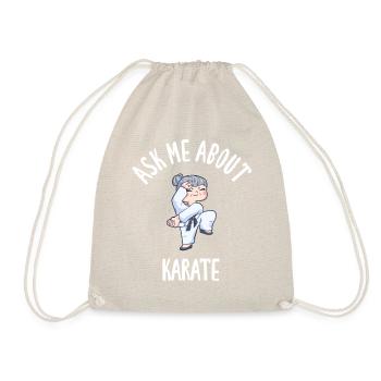 Ask Me About Karate - Drawstring Bag - nature - Front