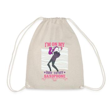 I Can't I'm On My Way To My Saxophone - Drawstring Bag - nature - Front