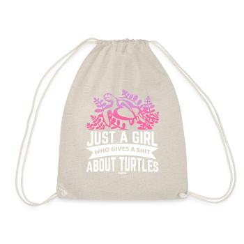 girl turtle mother water sea - Drawstring Bag - nature - Front