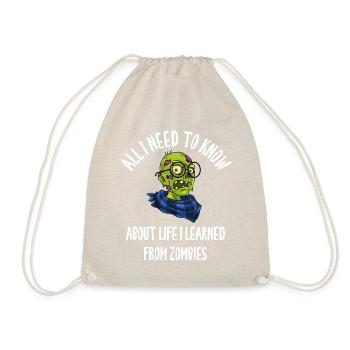 All I Need To Know About Life Zombies - Drawstring Bag - nature - Front