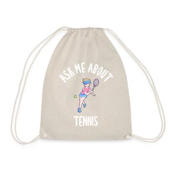 Ask Me About Tennis - Drawstring Bag - nature - Front