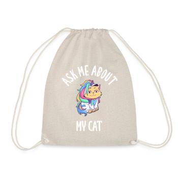 Ask Me About My Cat - Drawstring Bag - nature - Front
