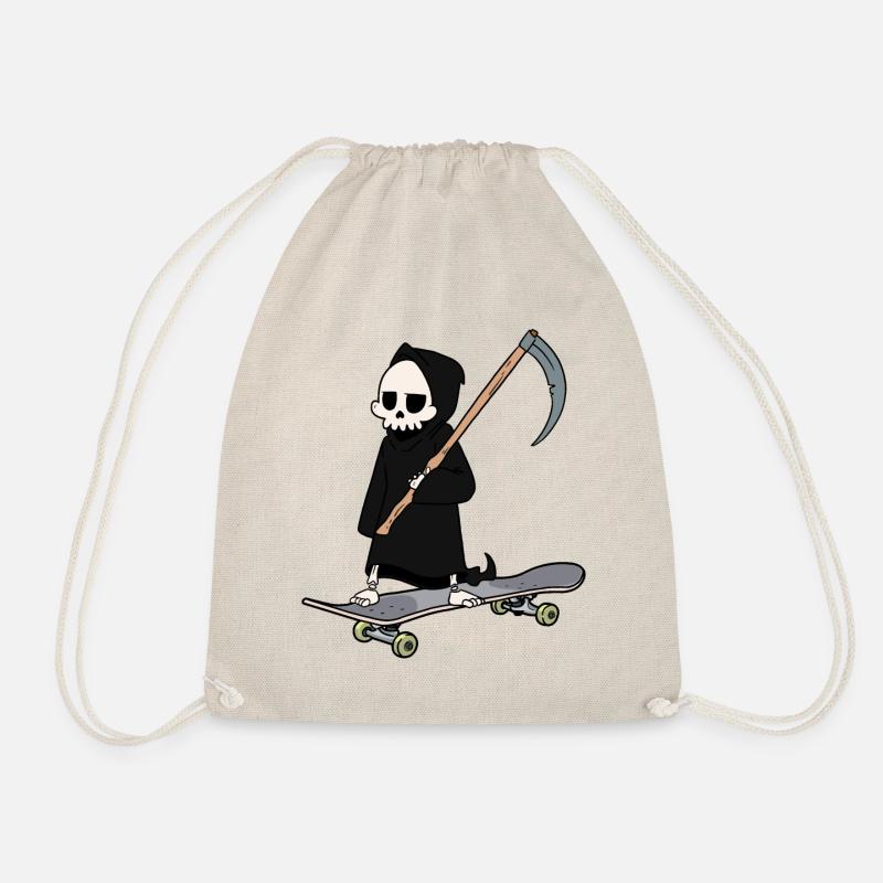 Skateboard sportlicher Sensenmann Tod Sense Horror - Turnbeutel - Natur