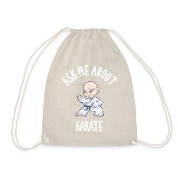 Ask Me About Karate - Drawstring Bag - nature - Front