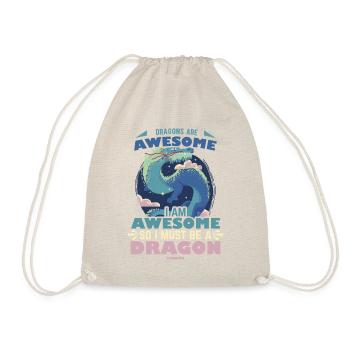 Dragons Are Awesome I Am Awesome So I Must Be A Dr - Drawstring Bag - nature - Front