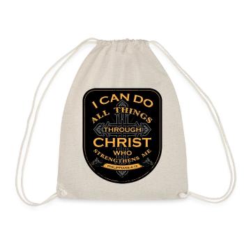 I Can Do All Things Through Christ Who Strengthens - Drawstring Bag - nature - Front