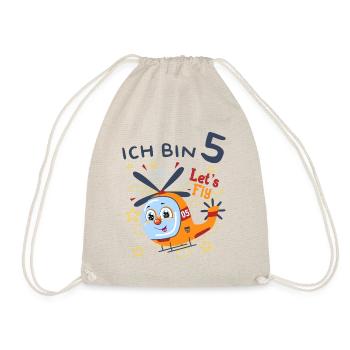 Kinder Geburtstag Jungen Mädchen 5 Jahre - Turnbeutel - Natur - Vorne
