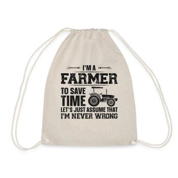 Farming Farmer Vintage Tractor I'm - Drawstring Bag - nature - Front