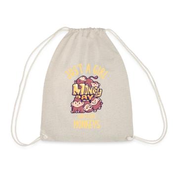 Girl loves monkey day jungle - Drawstring Bag - nature - Front