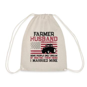 Farming Farmer Husband Tractor - Drawstring Bag - nature - Front