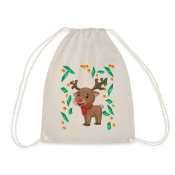 Reindeer Christmas Money Rain - Drawstring Bag - nature - Front