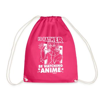 I Love Anime Japan Manga Cosplay Nerd Gift - Drawstring Bag - fuchsia - Front