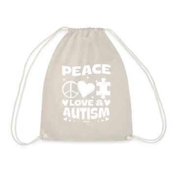 Autistic Autism Awareness Peace Love - Drawstring Bag - nature - Front