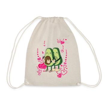 vegan Avocado Mama Papa Baby - Turnbeutel - Natur - Vorne