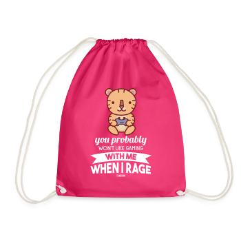 Tiger plays video games - Drawstring Bag - fuchsia - Front