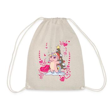 Unicorn Christmas Tree Snow Winter - Drawstring Bag - nature - Front