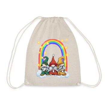 three gnomes at the Rainbow Gate - Drawstring Bag - nature - Front