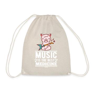 Music Lama Alpaca Medicine - Drawstring Bag - nature - Front