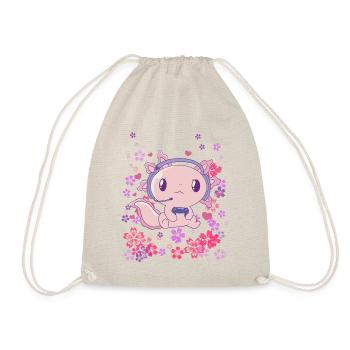 Gaming Axolotl mit Headset - Turnbeutel - Natur - Vorne