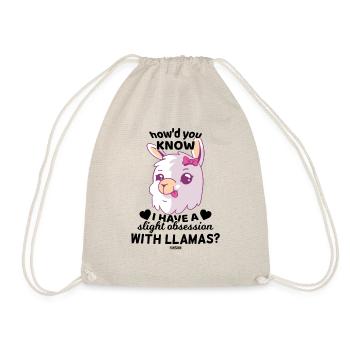 Llama Alpaca Girl Hair Bow - Drawstring Bag - nature - Front