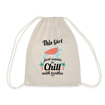 chilling with turtles in the sea - Drawstring Bag - nature - Front