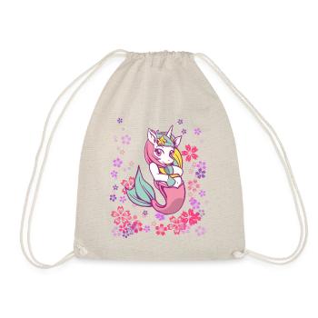 cute girl unicorn mermaid - Drawstring Bag - nature - Front
