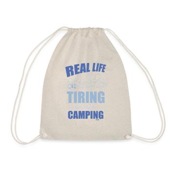 real life is boring I'm going camping - Drawstring Bag - nature - Front