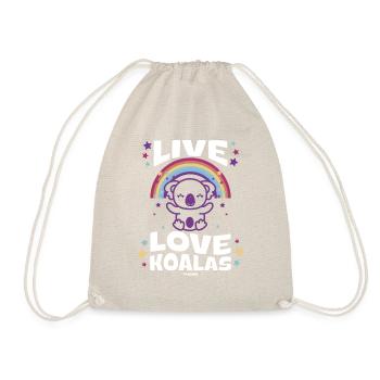 Baby Geschenkidee mit Regenbogen und Koala - Turnbeutel - Natur - Vorne