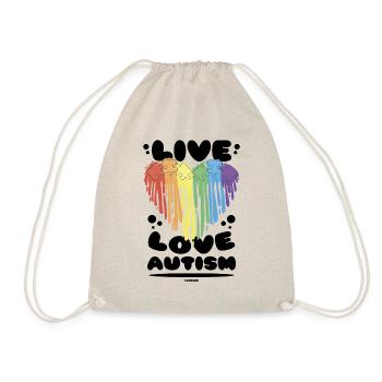 Autismus Liebe Herz Regenbogen - Turnbeutel - Natur - Vorne