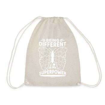 white butterfly for autistic people gift - Drawstring Bag - nature - Front