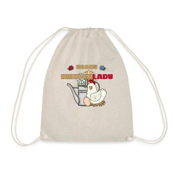 Vintage Huhn Gießkanne Crazy Chickenlady - Turnbeutel - Natur - Vorne